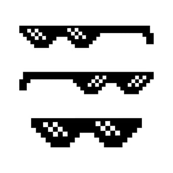 Thug life glass vector illustration. Thug life pixels vector glasses. Collection set of thug life glass vector illustration.
