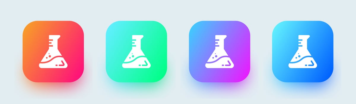 Lab line icon in square gradient colors. Chemistry beakers signs vector illustration.