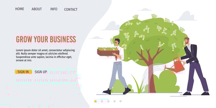 Flat cartoon characters make profit,financial vector illustration concept
