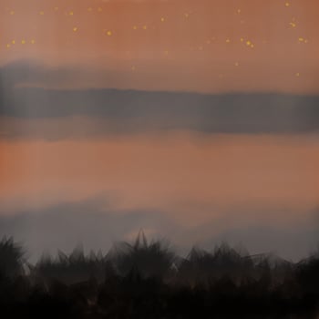 abstract blurred landscape with trees and mountains with stars in the sky. Beautiful night with silhouette . vector