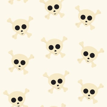 Cool Halloween skull pattern on pastel background. Seamless spooky pattern for texture print. vector