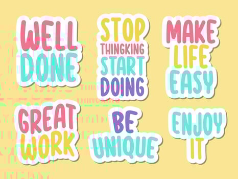 motivational quote stickers bundle vector