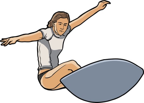 Surfer girl on ocean wave vector