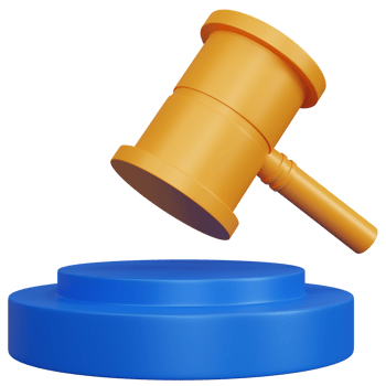 3d rendering yellow auction hammer isolated png