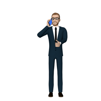 Businessman character using smartphone illustration 3D image transparent background png