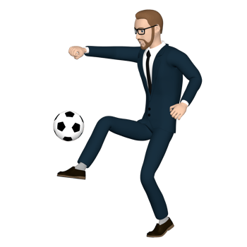 Businessman character playing football illustration 3D image transparent background png