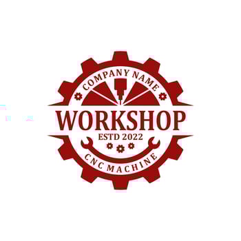 cnc machine workshop logo design vector