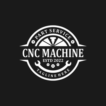 cnc machine logo. auto service workshop vector