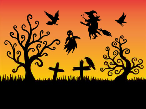 Silhouette Halloween Background Illustration vector
