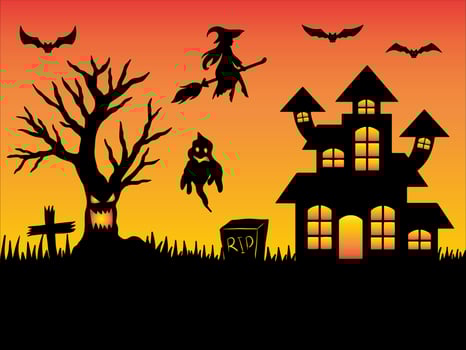Silhouette Halloween Background Illustration vector