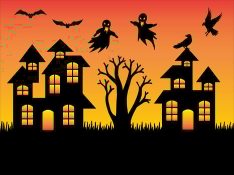 Halloween Silhouette Background Illustration vector