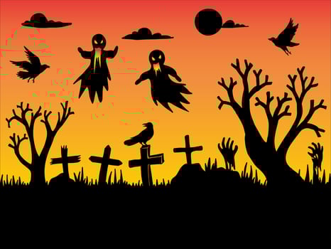 Halloween Silhouette Background Illustration vector