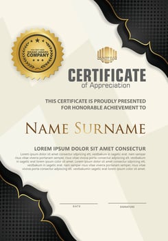 Luxury vertical modern certificate template with floral lines effect ornament on texture pattern background vector