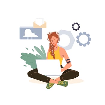 Flat cartoon character at work, vector illustration concept