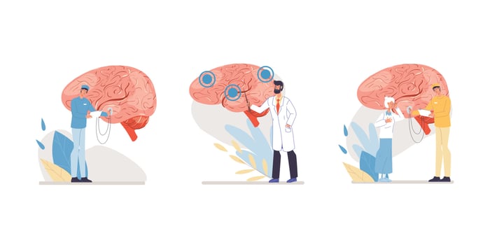 Flat cartoon doctor characters vector illustration concept