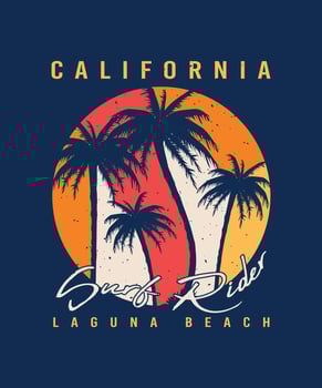 California Laguna beach Surf Paradise Retro Vintage Tshirt Design vector