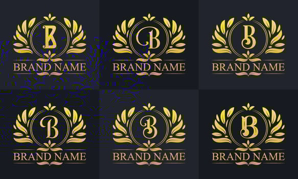 Vintage b letter logo bundle. Retro Vintage Alphabet b Logo Design Bundle vector