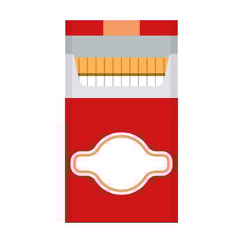 Cigarette box vector icon cardboard package. Carton design tobacco container smoke pack. Rectangle brand open fold