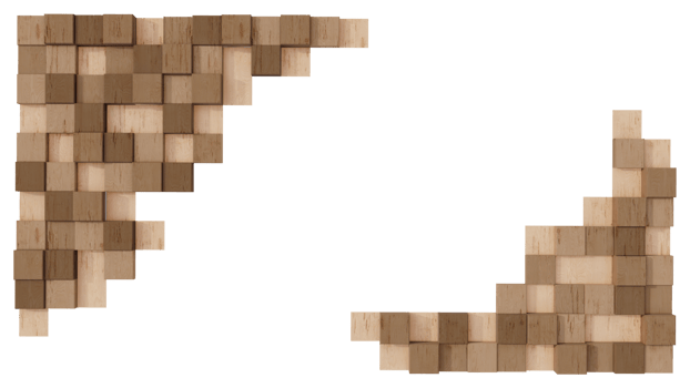 A 3d rendering image of a lot of cubics wooden wall png