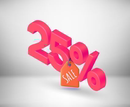 25 percent season discount concept. Vector 3d isometric label
