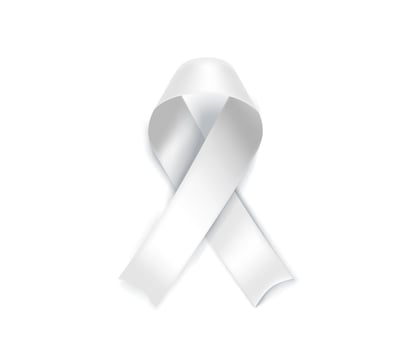 Lung cancer awareness month symbol. White ribbon isolated on white background vector