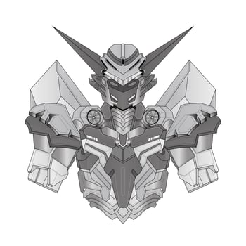 Coloring page Robot knight warrior in background, Perfect for book and tattoos vector
