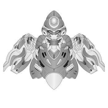 Coloring page Robot knight warrior in background, Perfect for book and tattoos vector