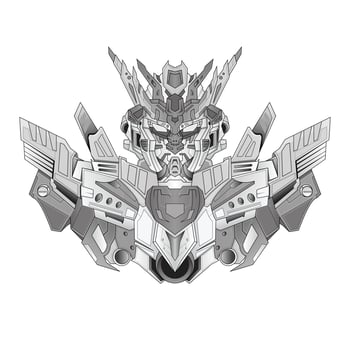 Coloring page Robot knight warrior in background, Perfect for book and tattoos vector