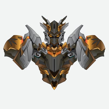 Robot knight American warrior in background, Perfect for T-Shirt Design, Sticker, Poster, Merchandise and E-sport logo vector