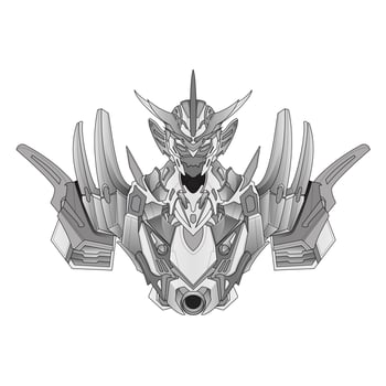 Coloring page Robot knight warrior in background, Perfect for book and tattoos vector