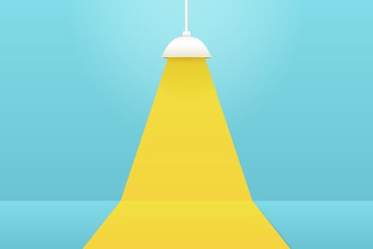 Pastel blue studio background with white lamp and yellow light for displaying products vector