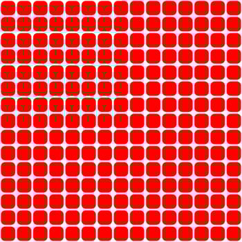 Seamless abstract pattern with many geometric orange red square rounded edges boxes.  Vector background design. Paper, cloth, fabric, treats, dress, print, harvest, halloween, fall concepts.