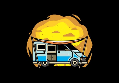 Van camper and flysheet illustration design vector