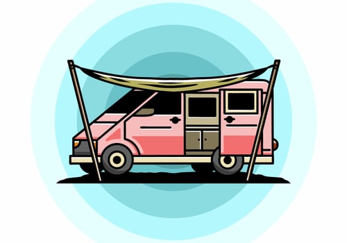 Van camper and flysheet illustration design vector