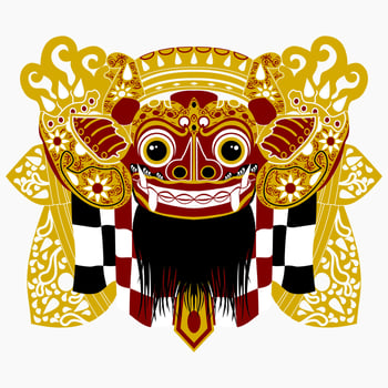 Editable Balinese Barong Vector Illustration in Flat Style for Indonesian Balinese Culture Tradition and History Related Design