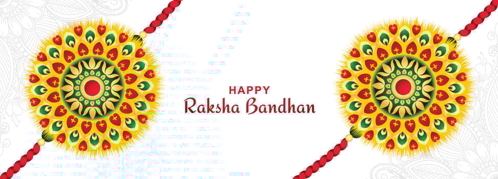 Happy raksha bandhan on decorative rakhi festival banner background vector