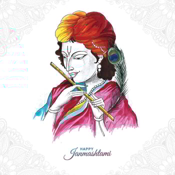 Lord shree krishna janmashtami festival card background vector