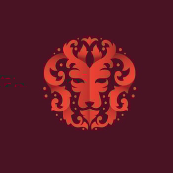 lion Head floral Ornament mascot vector