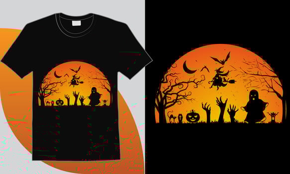 vintage halloween silhouette Halloween vintage T-shirt design vector