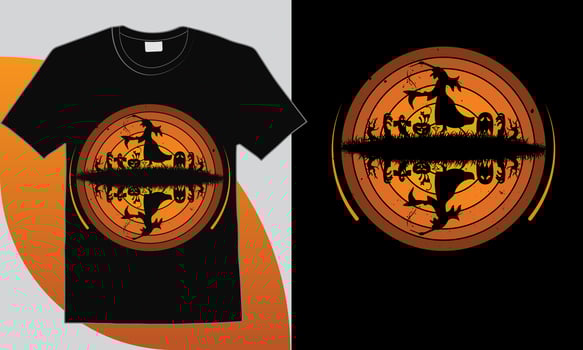 vintage halloween silhouette Halloween vintage T-shirt design vector