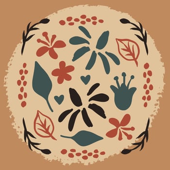 Ethnic floral modern doodle art vector