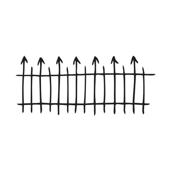 Halloween 2022 - October 31. A traditional holiday, the eve of All Saints Day, All Hallows Eve. Trick or treat. Vector illustration in hand-drawn doodle style. Fence in the cemetery from the grave.