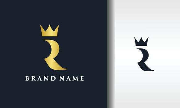 letter R royal crown logo vector