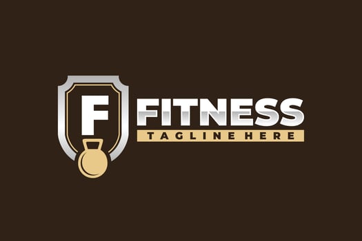 letter F shield fitness logo vector