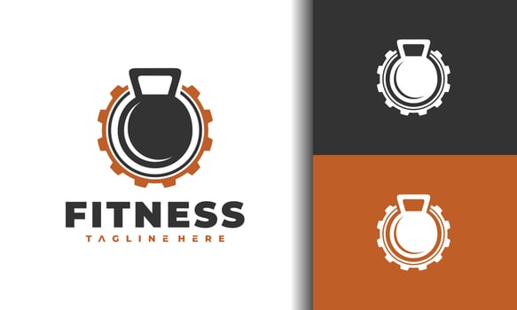 dumbbell gear fitness logo vector