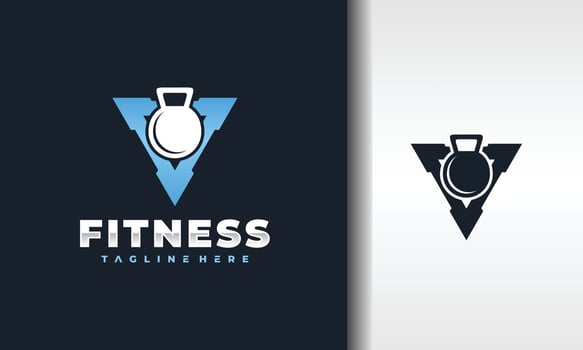 triangle dumbbell fitness logo vector