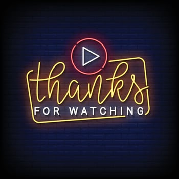 Neon Sign thanks for watching with Brick Wall Background Vector