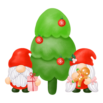 Gnomes Christmas Watercolor Clipart, Merry Christmas Gnomes png
