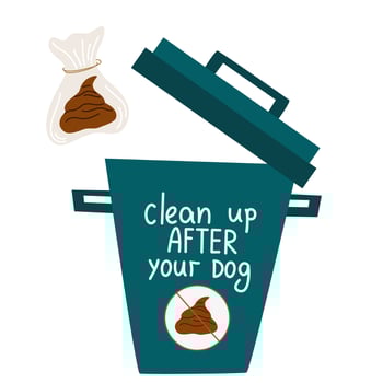 Cleaning for the dog. Hygienic dog bag with poop icon. Cleaning the park after walking pets concept. Hand draw Vector illustration isolated on the white background.