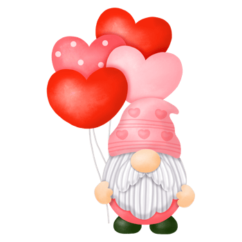 Watercolor Gnomes Valentine Clipart, Digital painting png